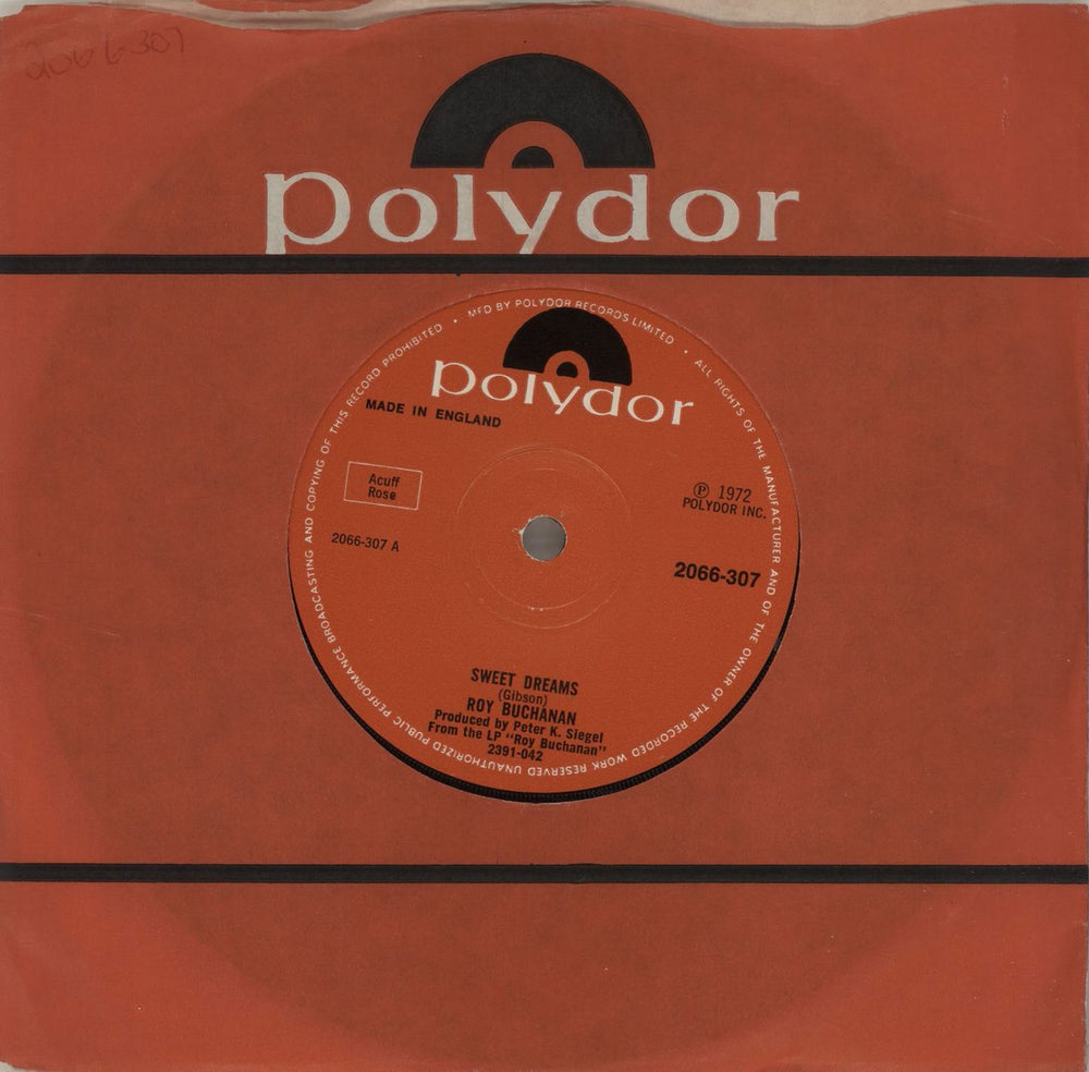 Roy Buchanan Sweet Dreams - Solid UK 7" vinyl single (7 inch record / 45) 2066-307