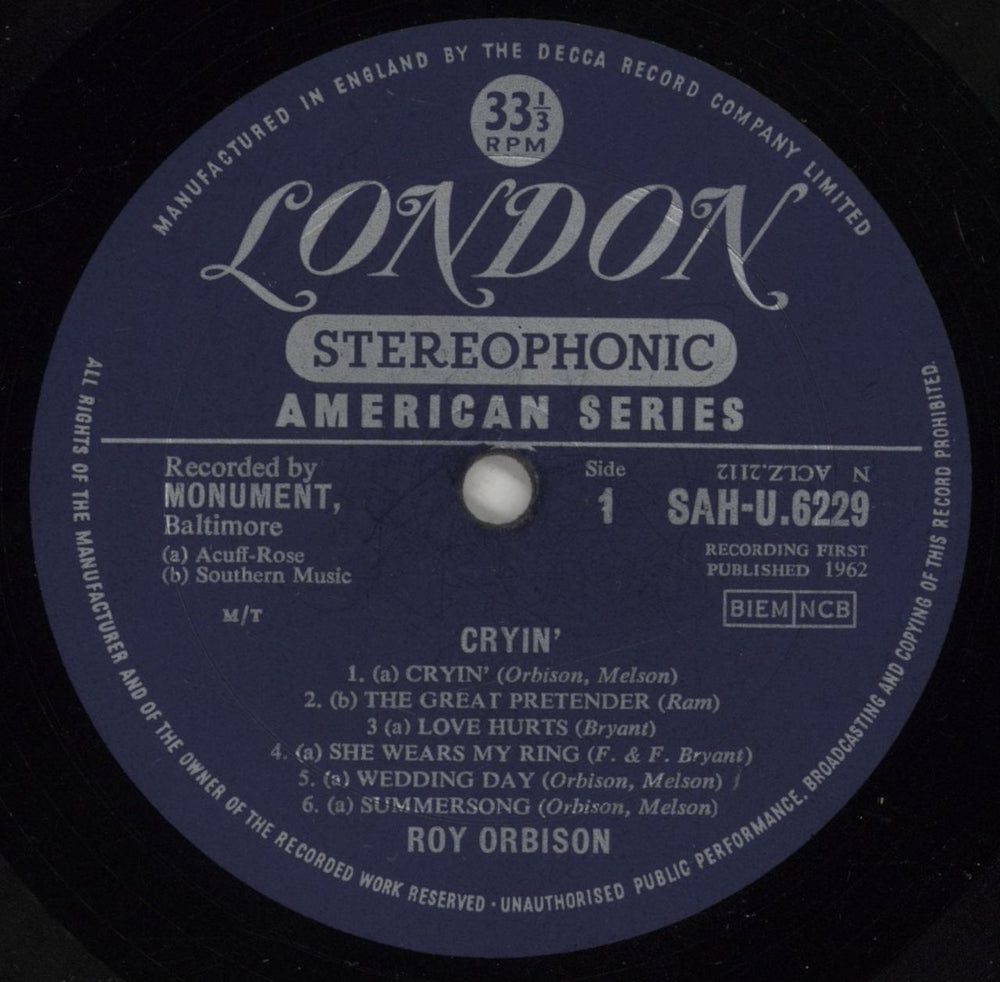 Roy Orbison Crying - 1st - Stereo UK vinyl LP album (LP record) RYOLPCR875474