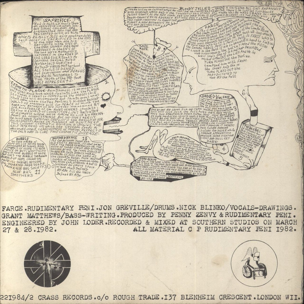 Rudimentary Peni Farce EP UK 7" vinyl single (7 inch record / 45)