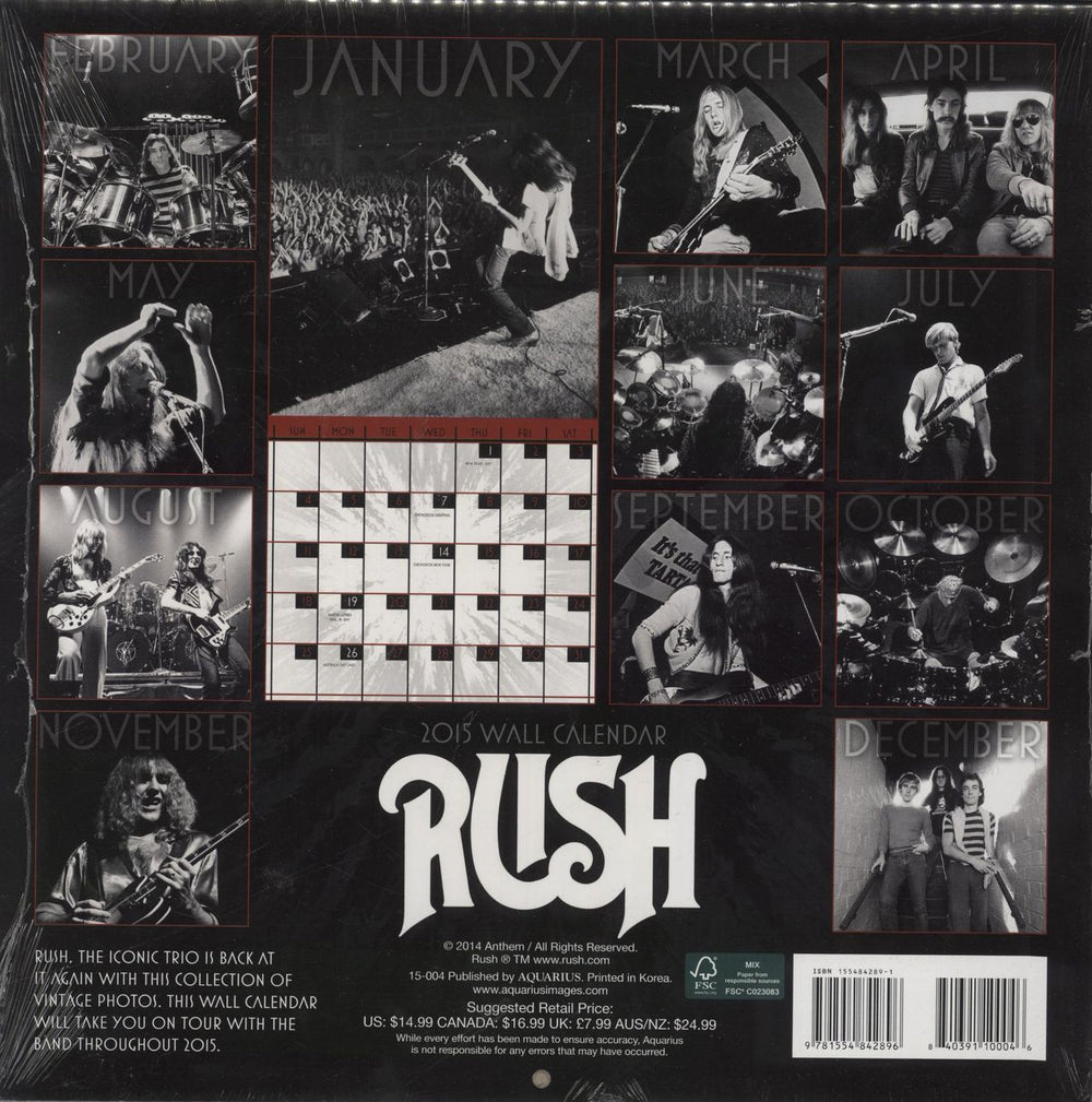 Rush 2015 Calendar - Sealed Canadian calendar 9781554842896