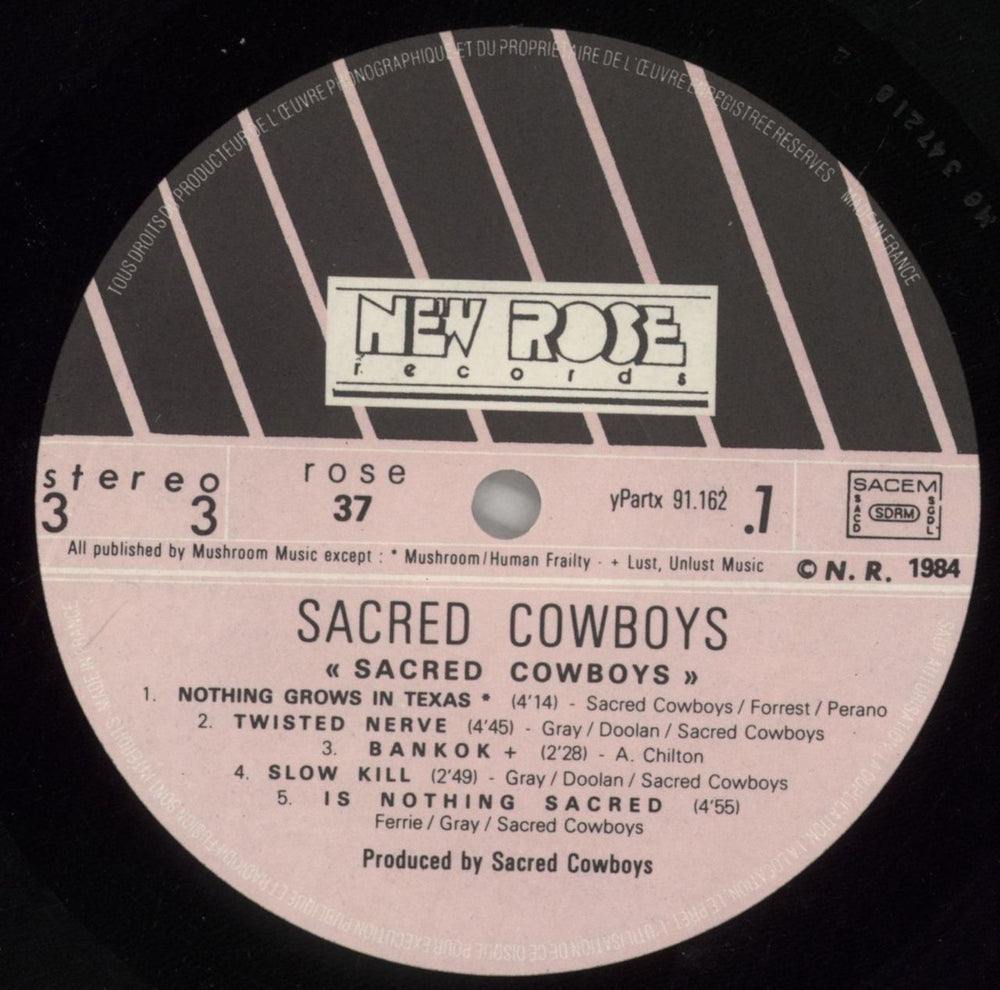 Sacred Cowboys Sacred Cowboys French vinyl LP album (LP record) 6CCLPSA862531