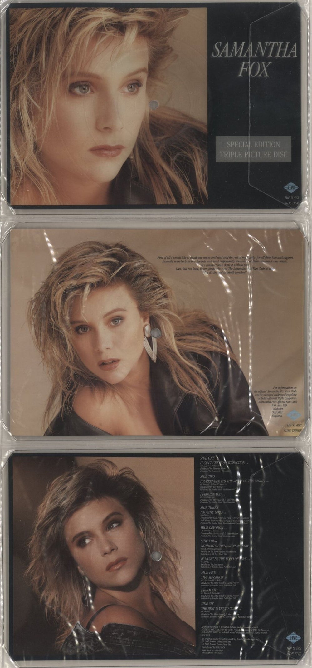 Samantha Fox Sam Fox - Triple picture disc set UK shaped picture disc (picture disc vinyl record) HIP048