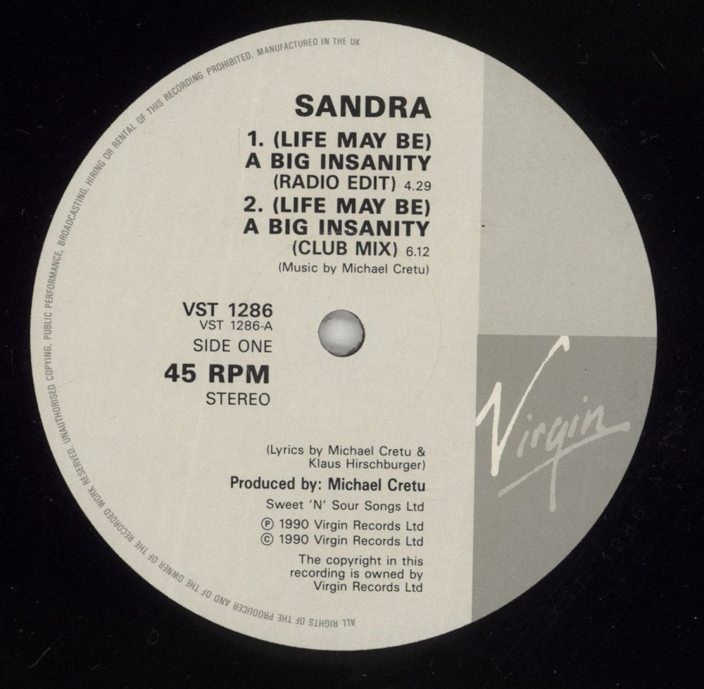 Sandra A Big Insanity UK 12" vinyl single (12 inch record / Maxi-single) SAN12AB06951