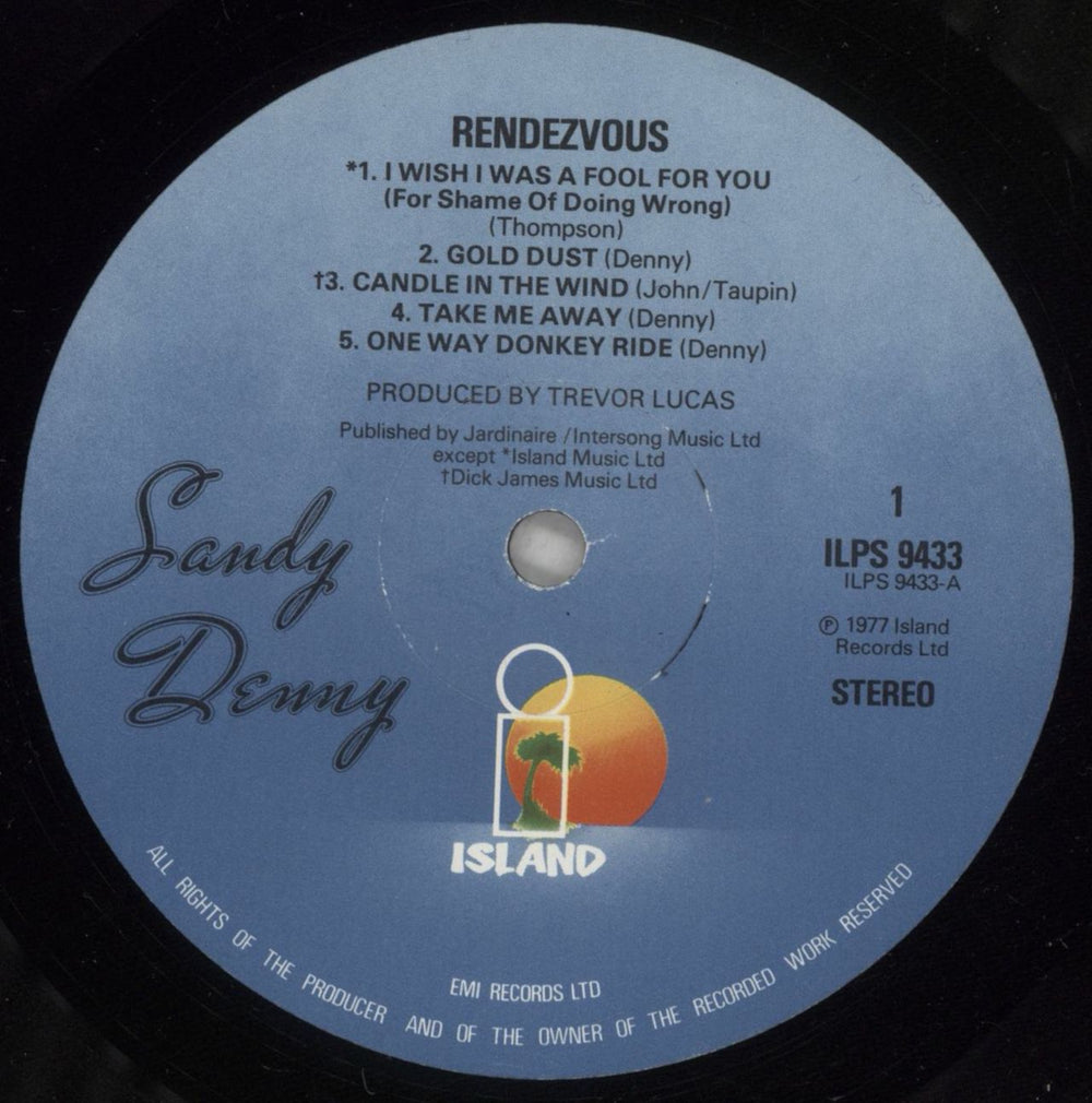 Sandy Denny Rendezvous - EX UK vinyl LP album (LP record) SNYLPRE878174