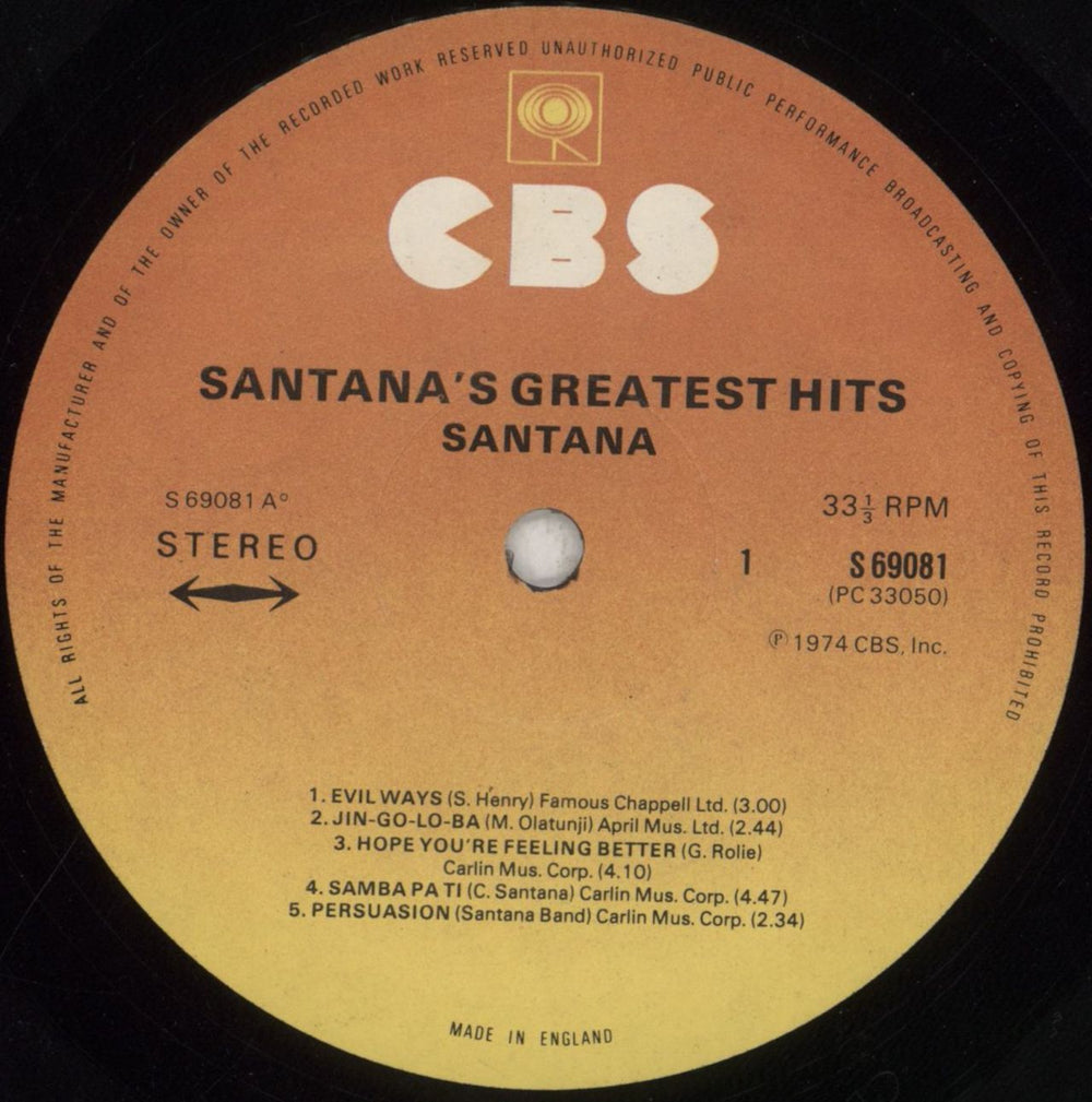 Santana Greatest Hits - 2nd UK vinyl LP album (LP record) SNTLPGR736027