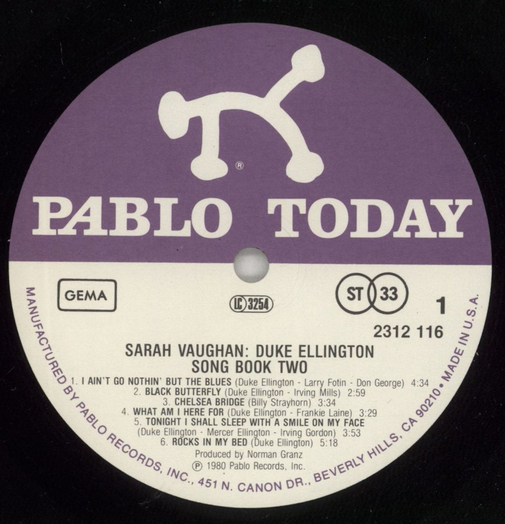 Sarah Vaughan Duke Ellington Song Book Two US vinyl LP album (LP record) VAALPDU878843