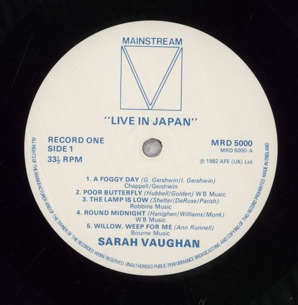 Sarah Vaughan Live In Japan UK 2-LP vinyl record set (Double LP Album)