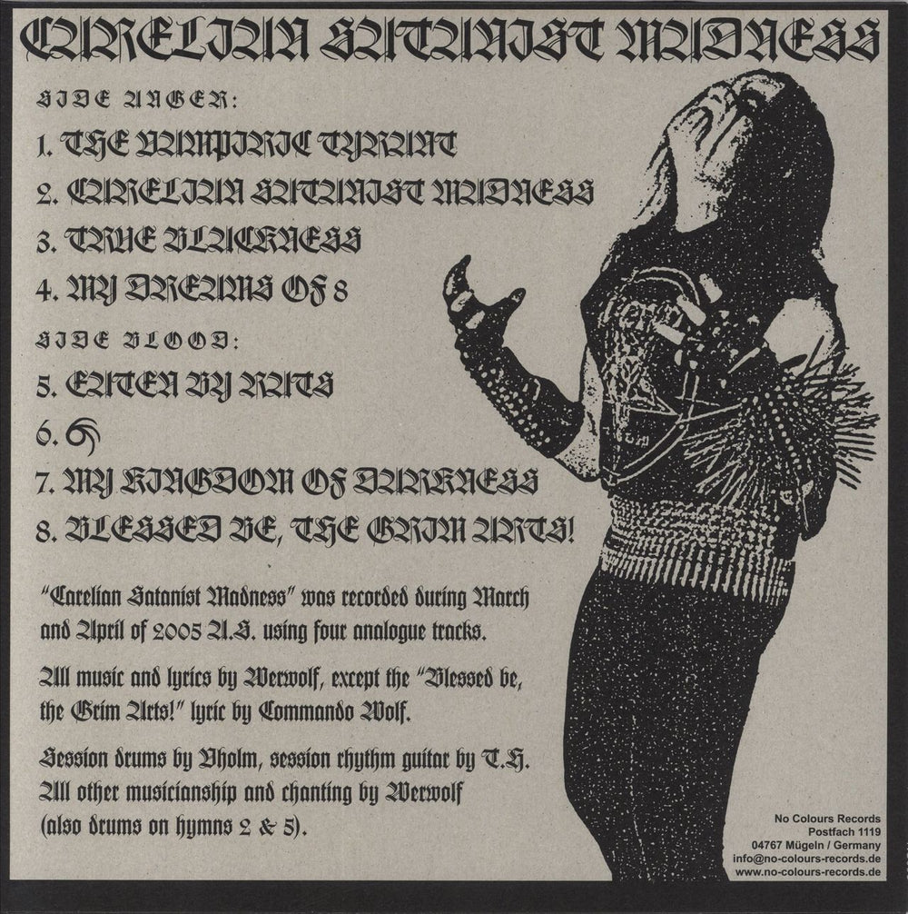 Satanic Warmaster Carelian Satanist Madness German vinyl LP album (LP record)