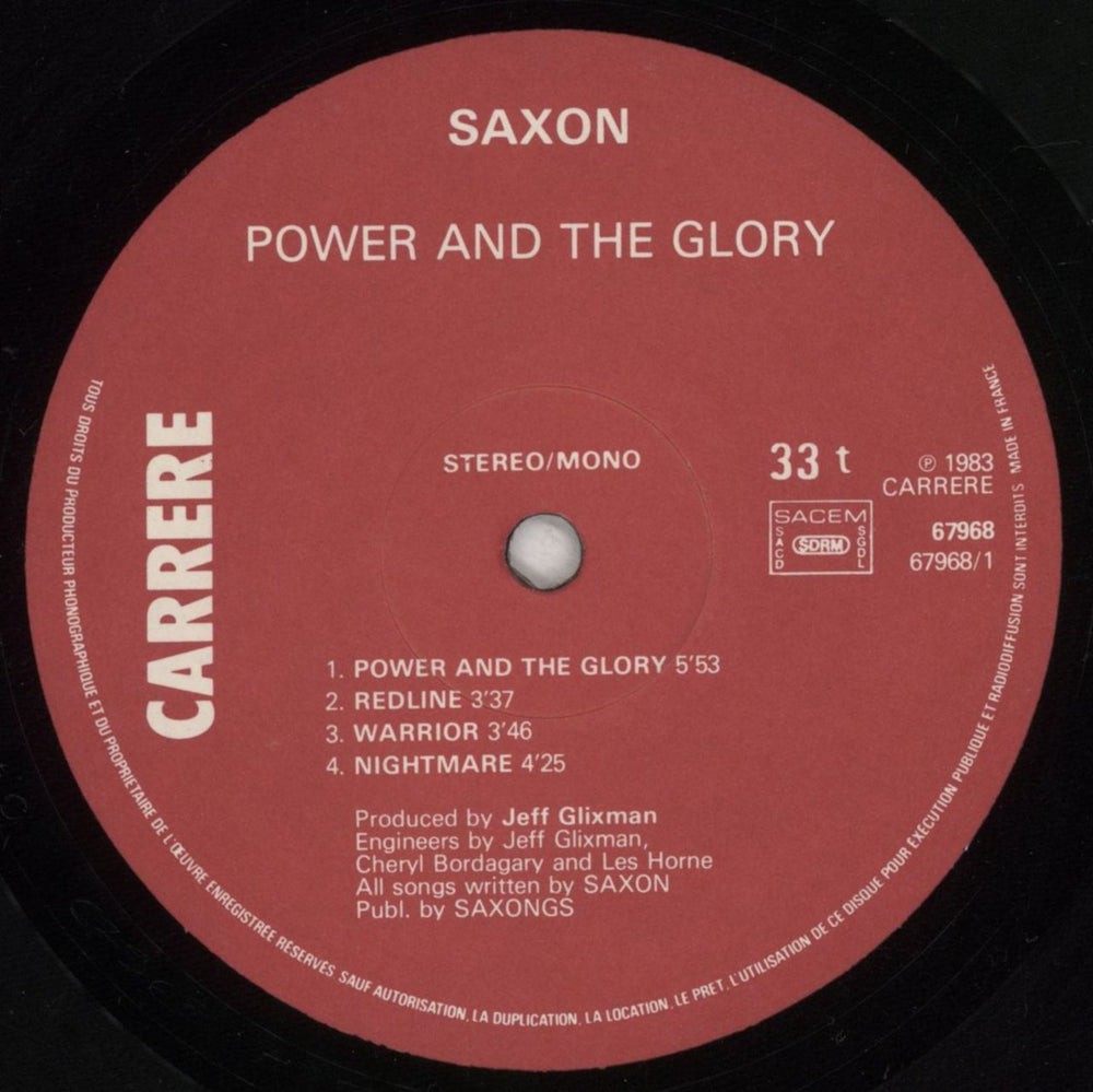 Saxon Power & The Glory French vinyl LP album (LP record) SAXLPPO574687