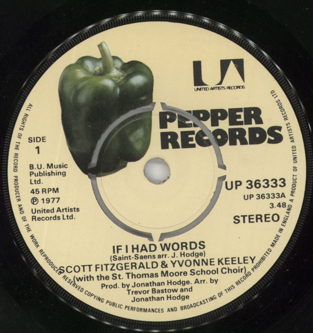 Scott Fitzgerald If I Had Words UK 7" vinyl single (7 inch record / 45) VDU07IF852297