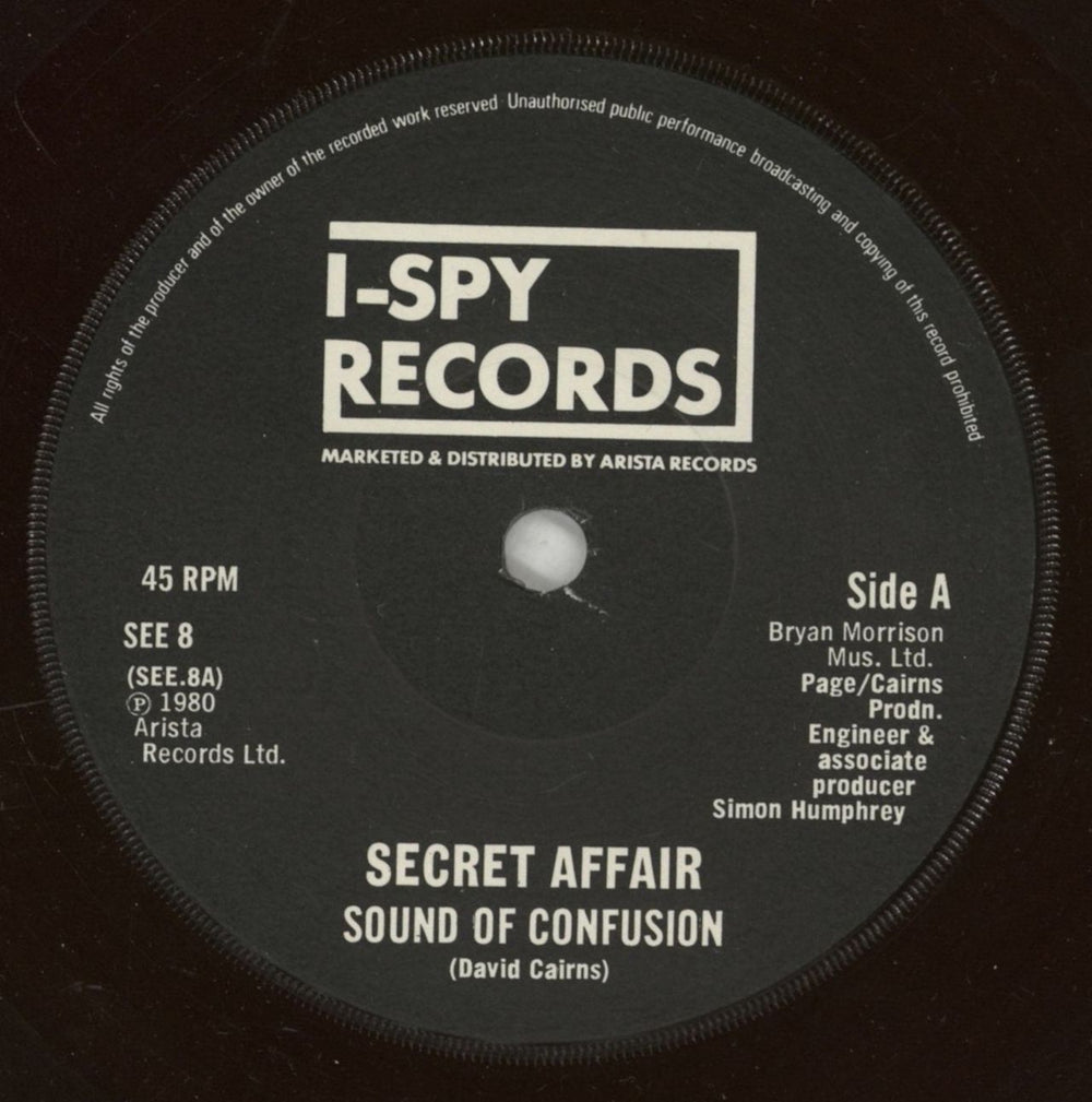 Secret Affair Sound Of Confusion - Solid UK 7" vinyl single (7 inch record / 45) AFF07SO599529