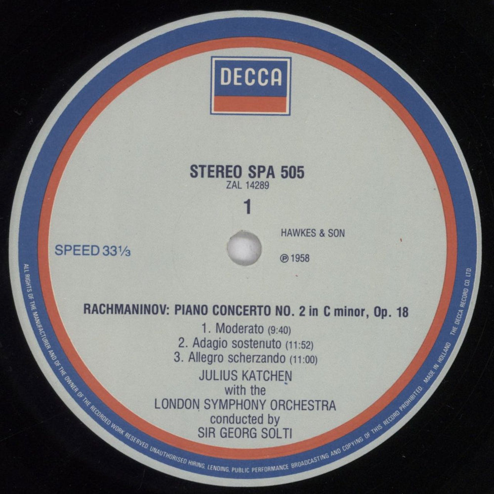 Sergei Rachmaninov Piano Concerto No. 2 & Rhapsody on a theme of Paganini Dutch vinyl LP album (LP record) RL7LPPI838707