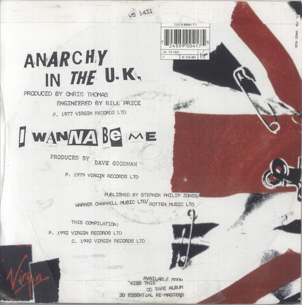 Sex Pistols Anarchy In The UK UK 7" vinyl single (7 inch record / 45) 724389004175