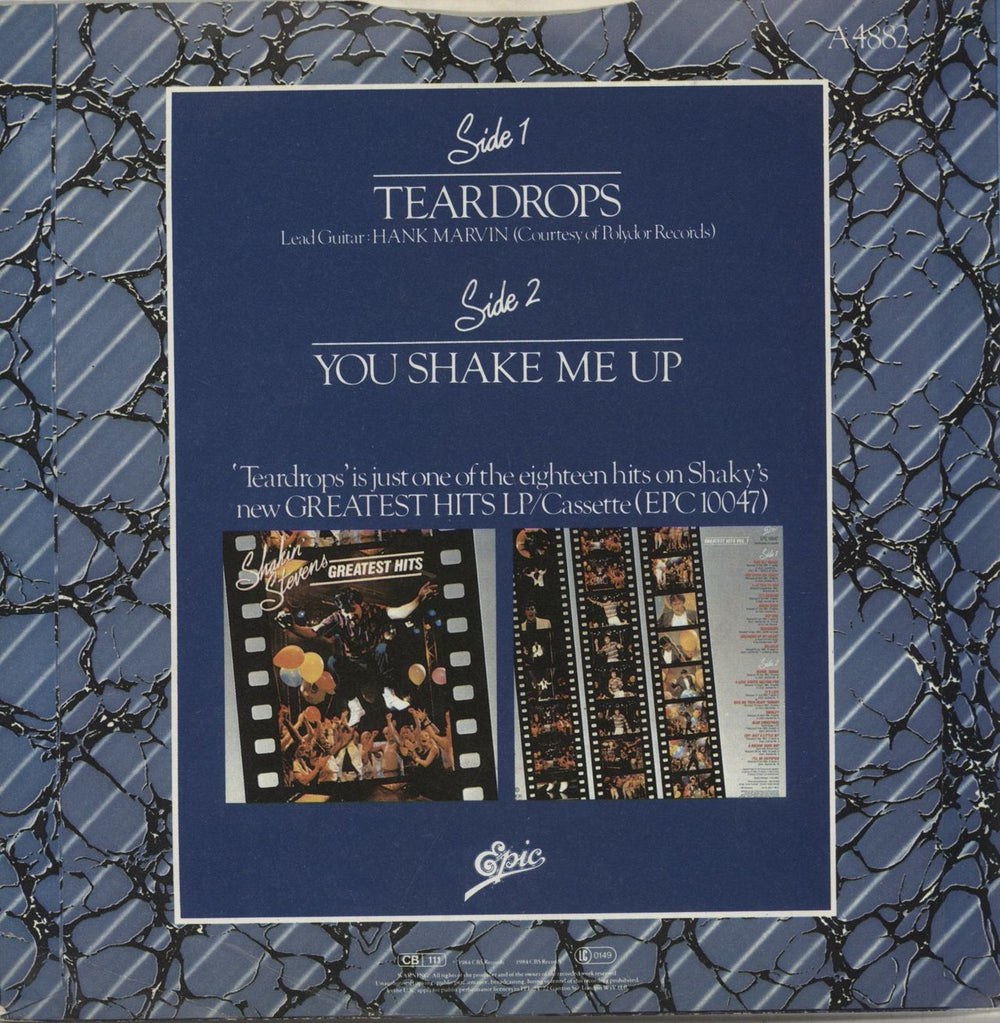 Shakin' Stevens Teardrops - Solid UK 7" vinyl single (7 inch record / 45)