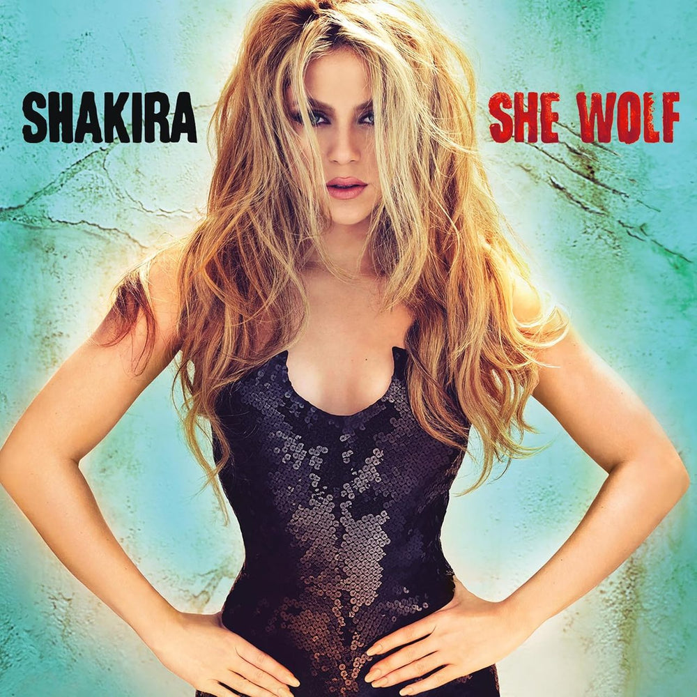 Shakira She Wolf - Sea Glass & Turquoise Swirl Coloured Vinyl - Sealed UK 2-LP vinyl record set (Double LP Album) IKA2LSH847711