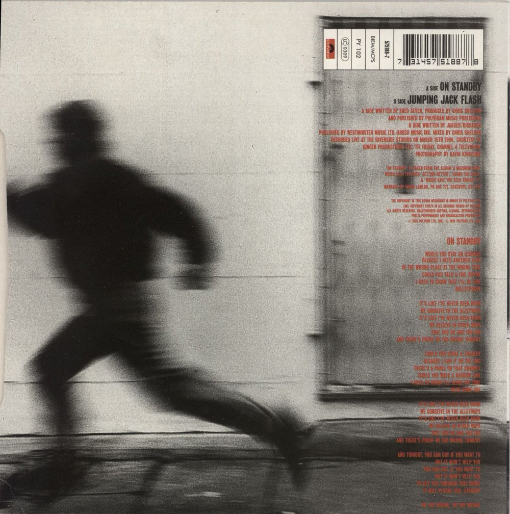 Shed Seven On Standby - Clear Vinyl UK 7" vinyl single (7 inch record / 45) 731457518878