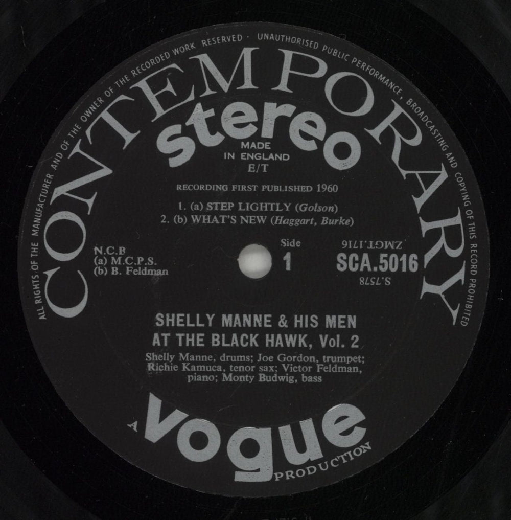 Shelly Manne At The Black Hawk Vol. 2 US vinyl LP album (LP record) MNNLPAT878030