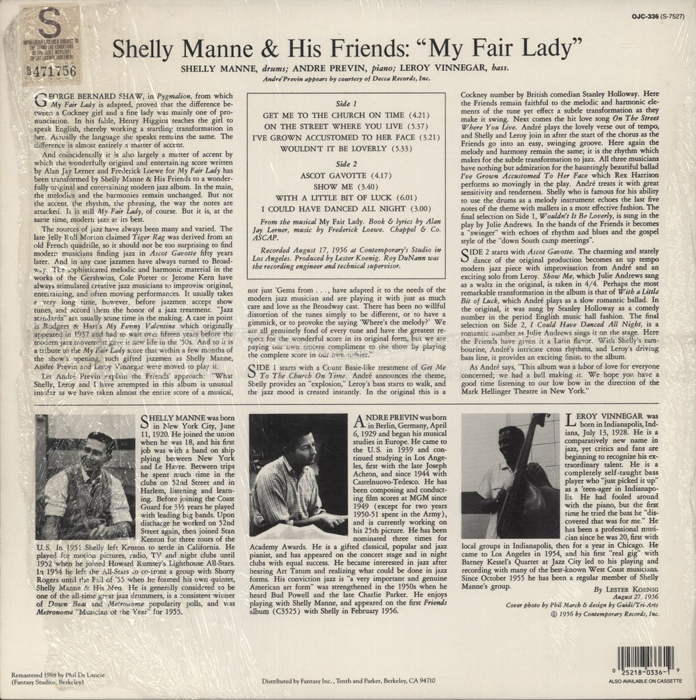 Shelly Manne Modern Jazz Performances Of Songs From My Fair Lady US vinyl LP album (LP record)