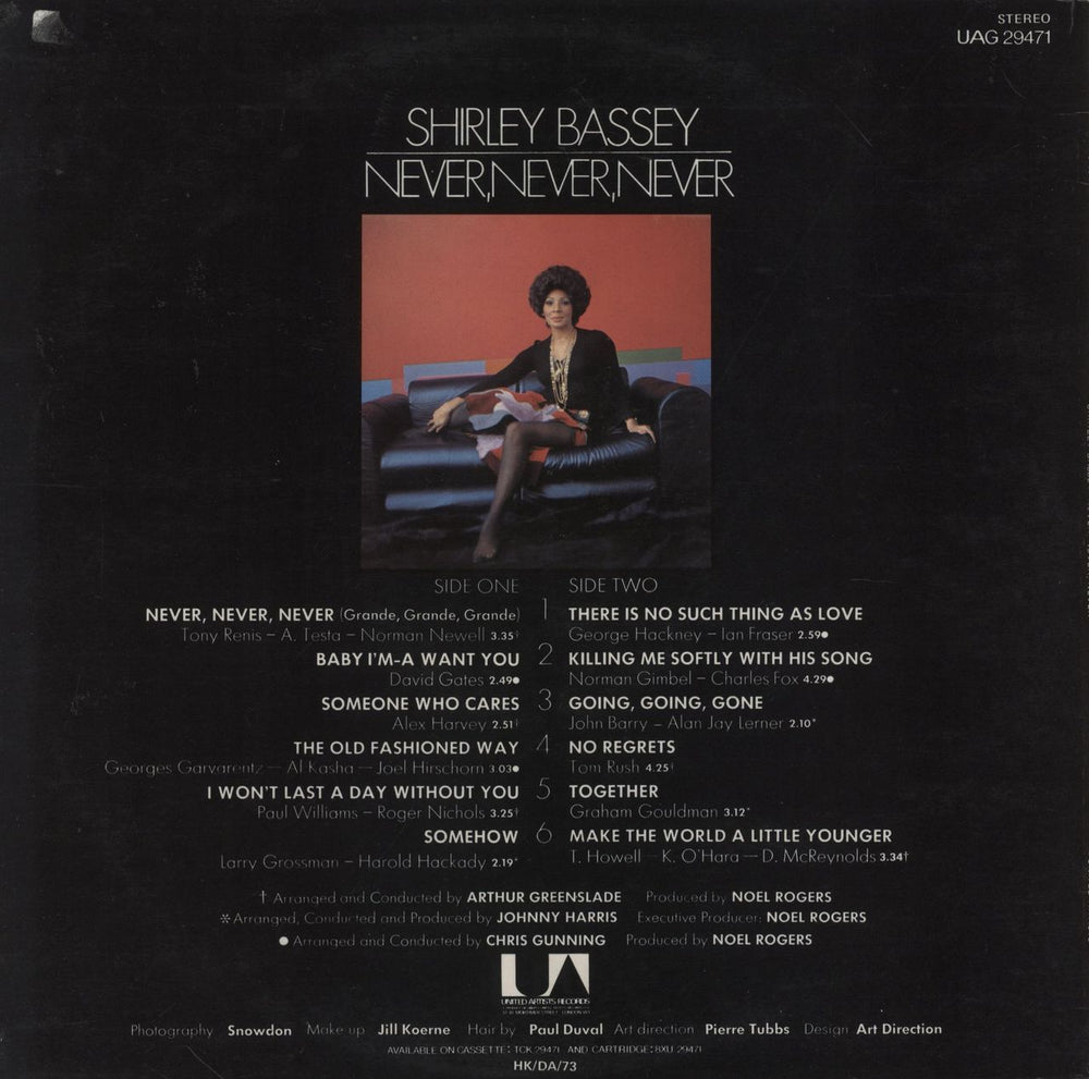 Shirley Bassey Never, Never, Never UK vinyl LP album (LP record)