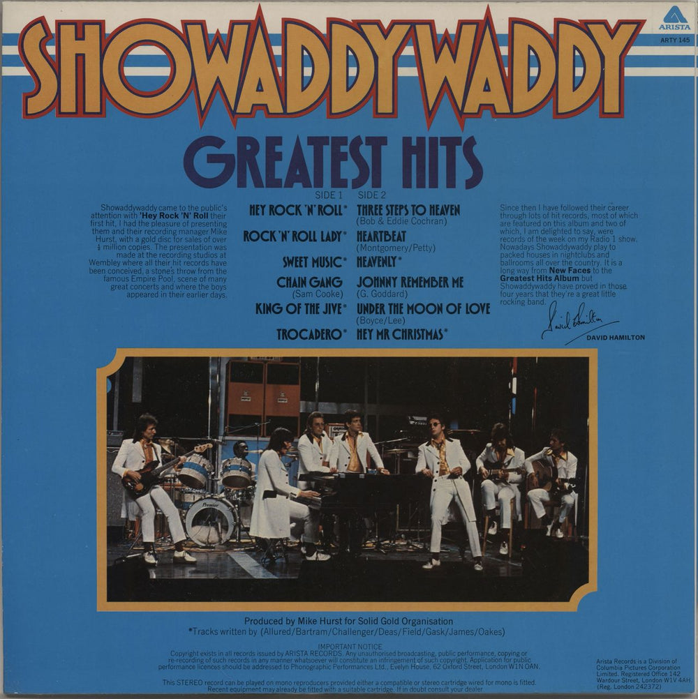 Showaddywaddy Greatest Hits - Hype Stickered UK vinyl LP album (LP record)