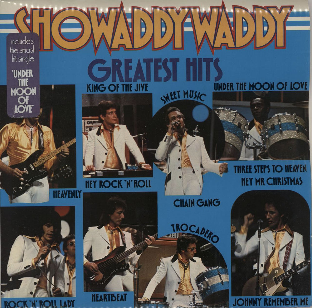 Showaddywaddy Greatest Hits - Hype Stickered UK vinyl LP album (LP record) ARTY145