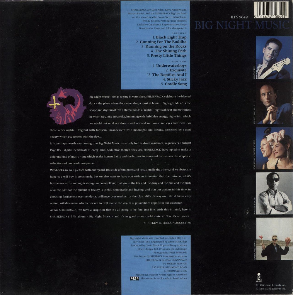 Shriekback Big Night Music UK vinyl LP album (LP record) 5014474108495