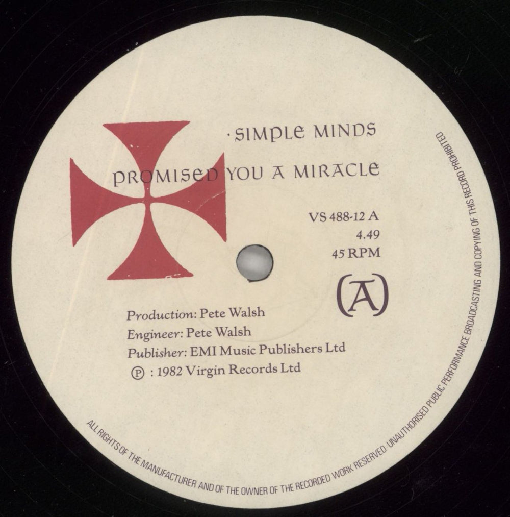 Simple Minds Promised You A Miracle UK 12" vinyl single (12 inch record / Maxi-single) SIM12PR44109