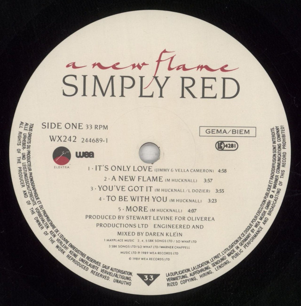 Simply Red A New Flame UK vinyl LP album (LP record) REDLPAN425054