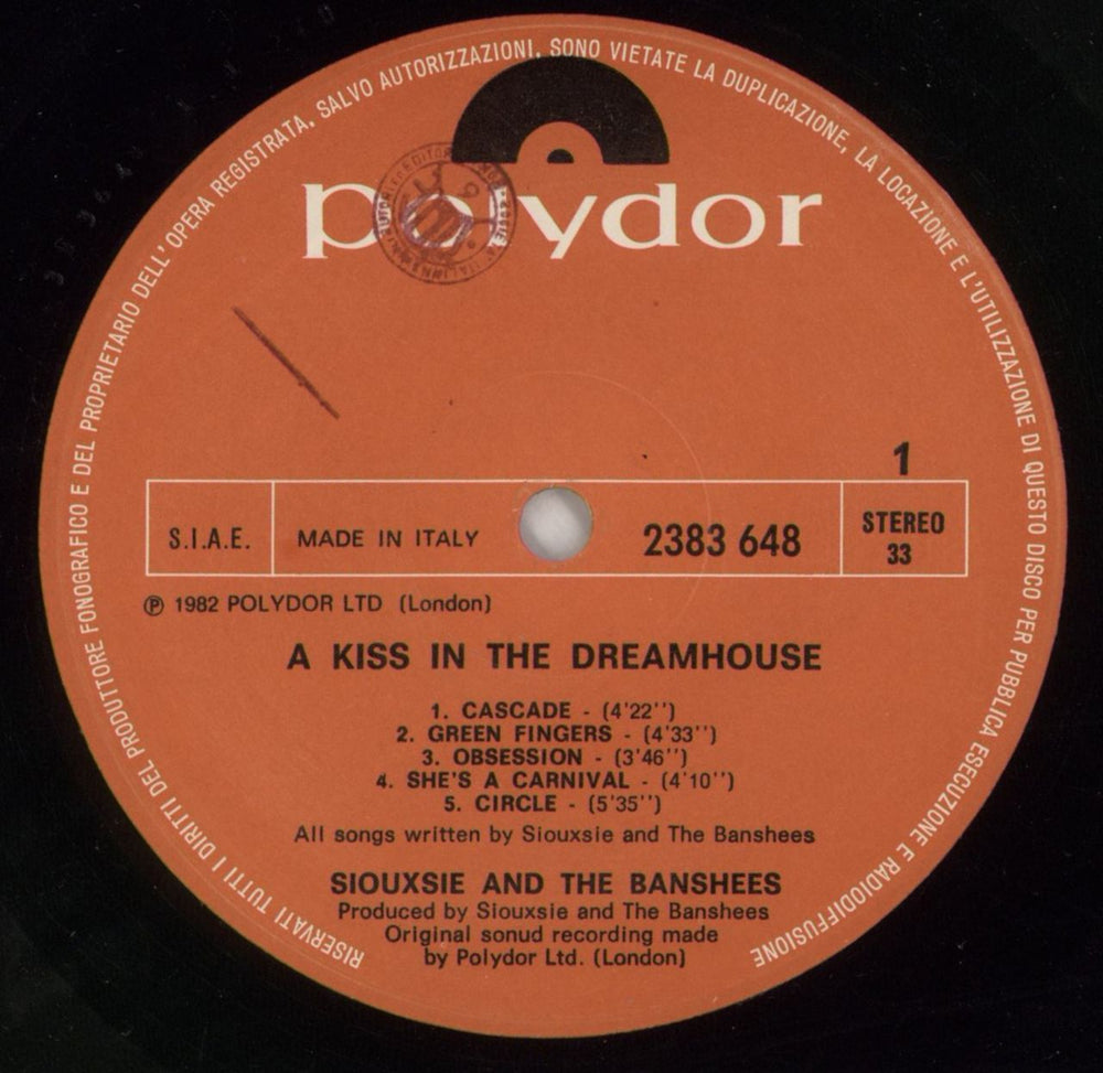 Siouxsie & The Banshees A Kiss In The Dreamhouse Italian vinyl LP album (LP record) SIOLPAK868293