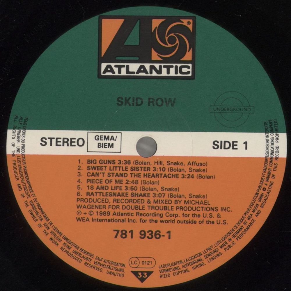 Skid Row (80s) Skid Row - Shrink German vinyl LP album (LP record) SROLPSK857474