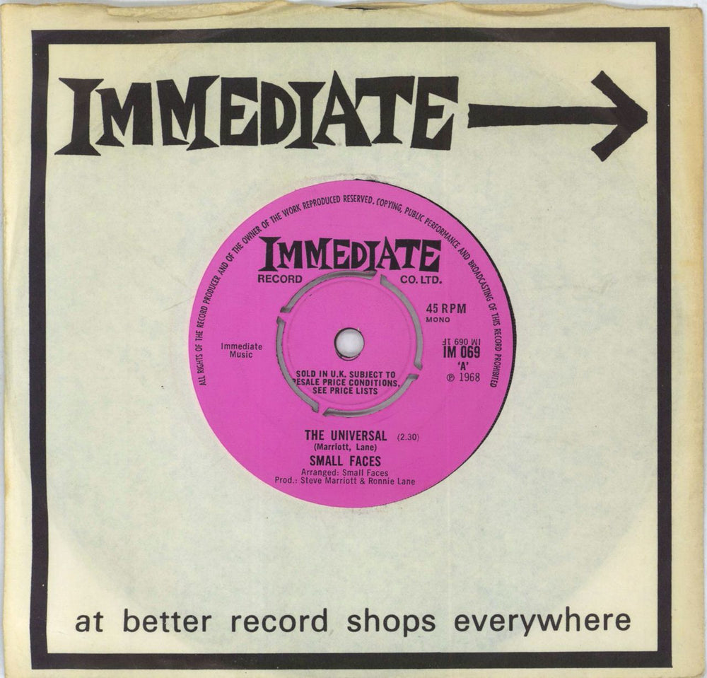 Small Faces The Universal - pink label UK 7" vinyl single (7 inch record / 45) IM069