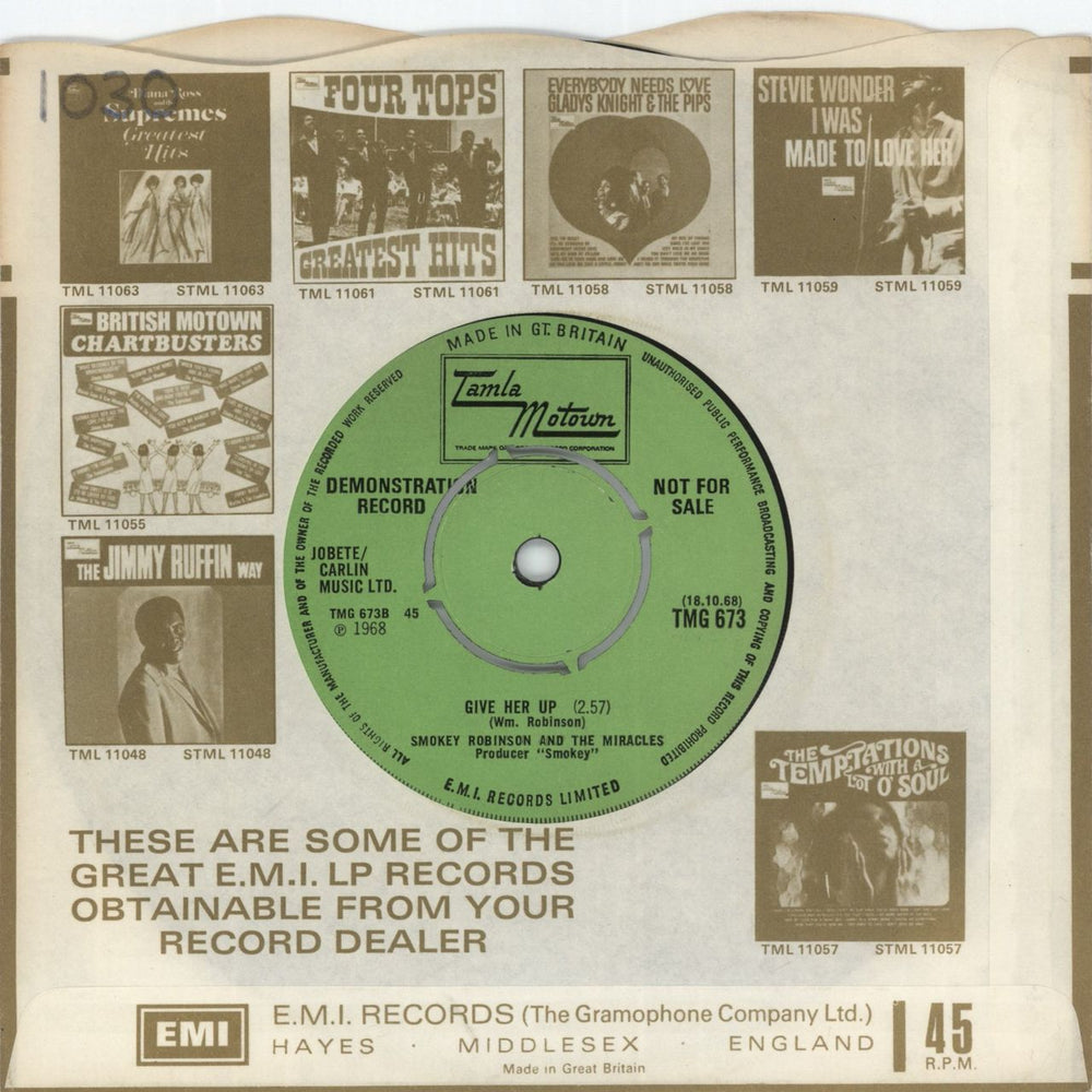 Smokey Robinson & The Miracles Special Occasion UK Promo 7" vinyl single (7 inch record / 45)