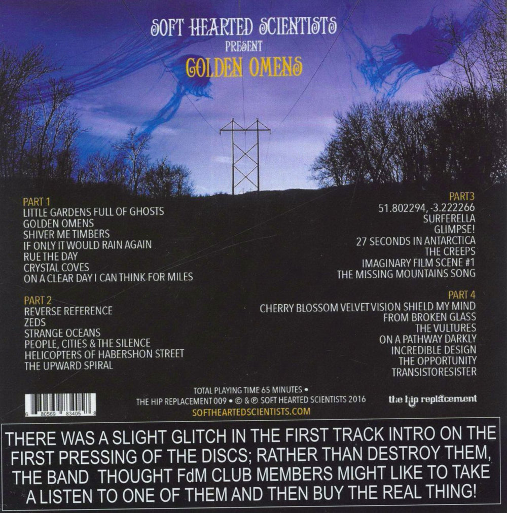Soft Hearted Scientists Golden Omens + Replacement/Promo Discs UK 2 CD album set (Double CD)