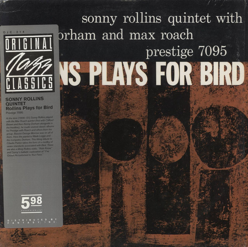 Sonny Rollins Rollins Plays For Bird US vinyl LP album (LP record) OJC-214