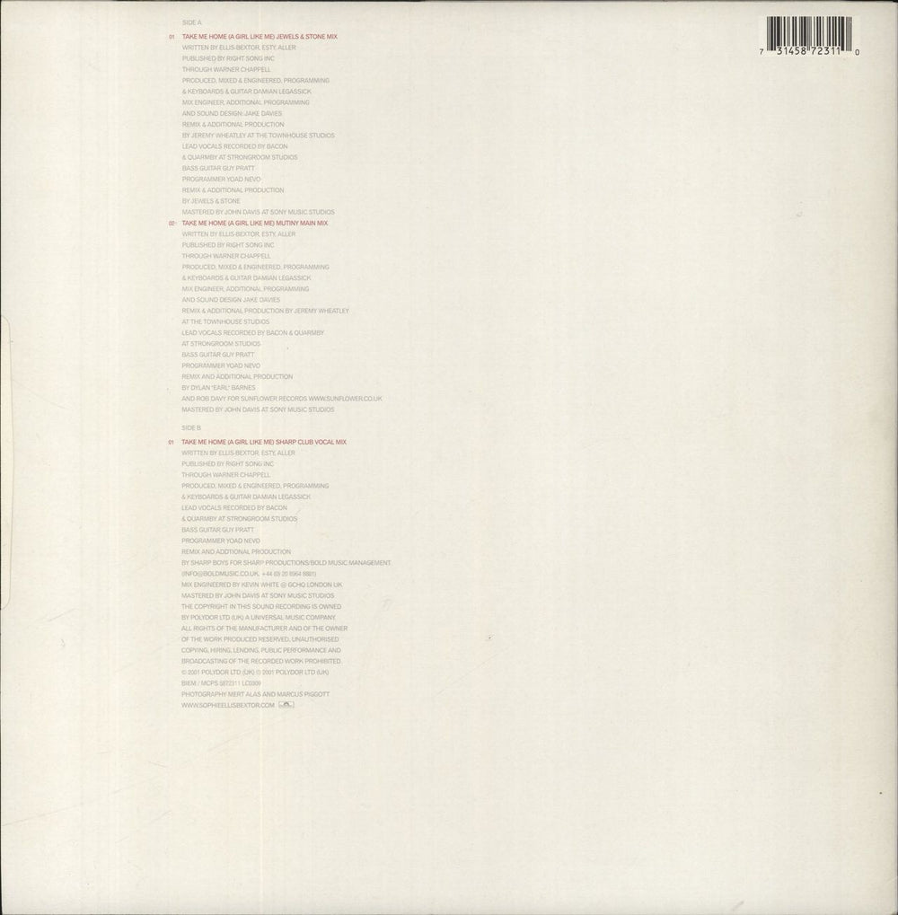 Sophie Ellis Bextor Take Me Home - Remix UK Promo 12" vinyl single (12 inch record / Maxi-single)