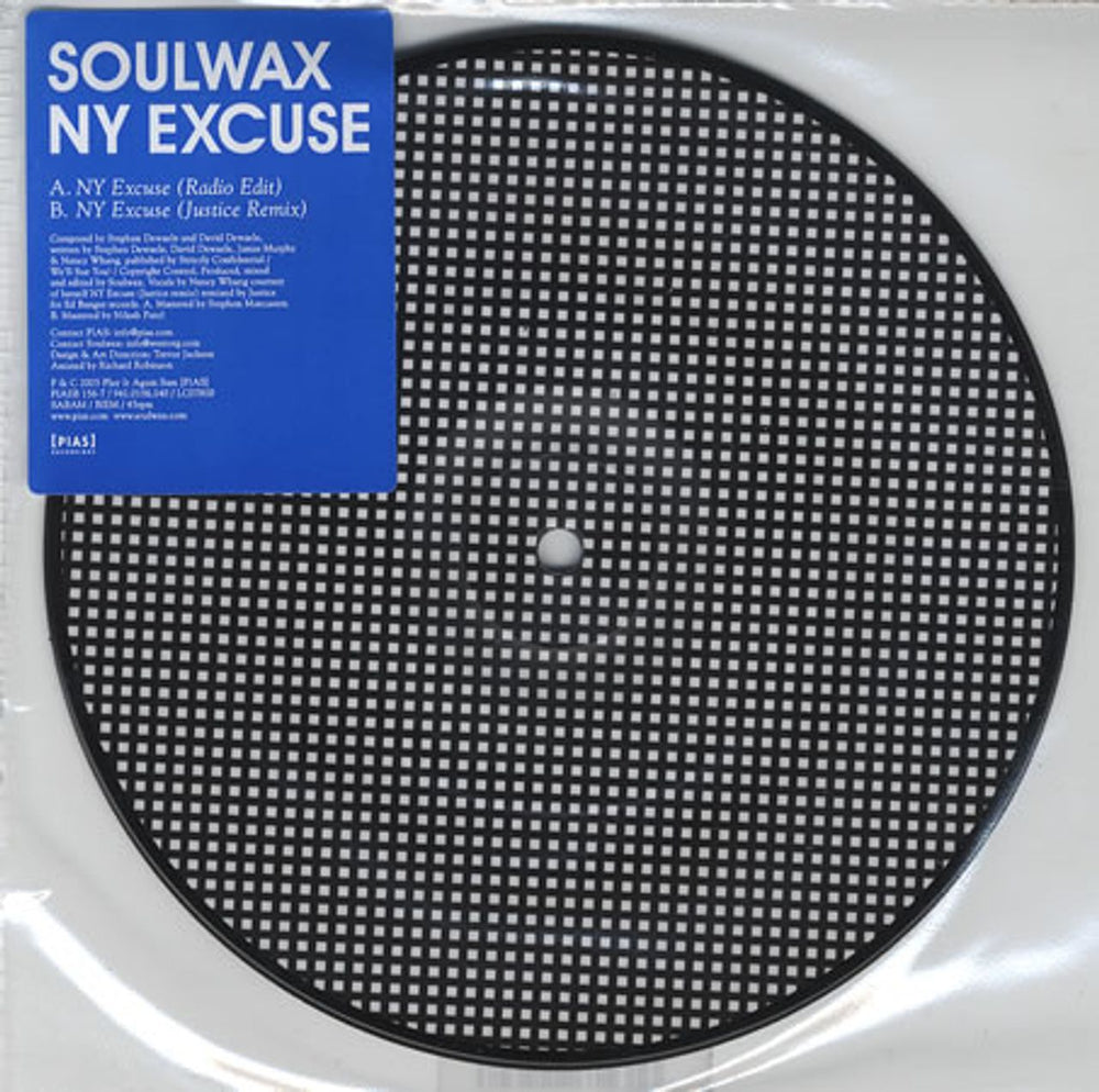 Soulwax NY Excuse UK 7" vinyl picture disc (7 inch picture disc single) PIASB1567