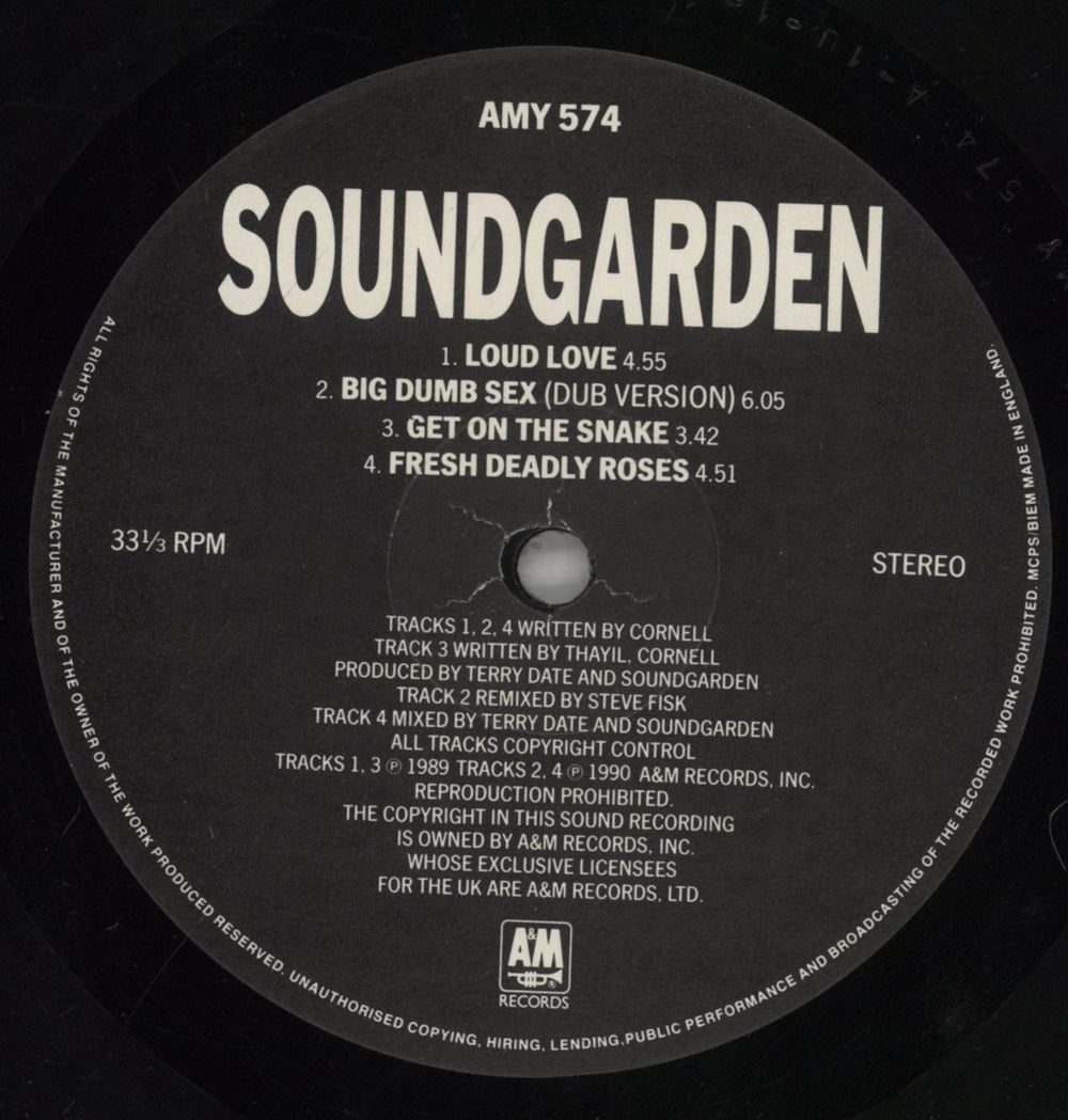 Soundgarden Loud Love - Hype Sticker UK 12" vinyl single (12 inch record / Maxi-single) SOU12LO859035