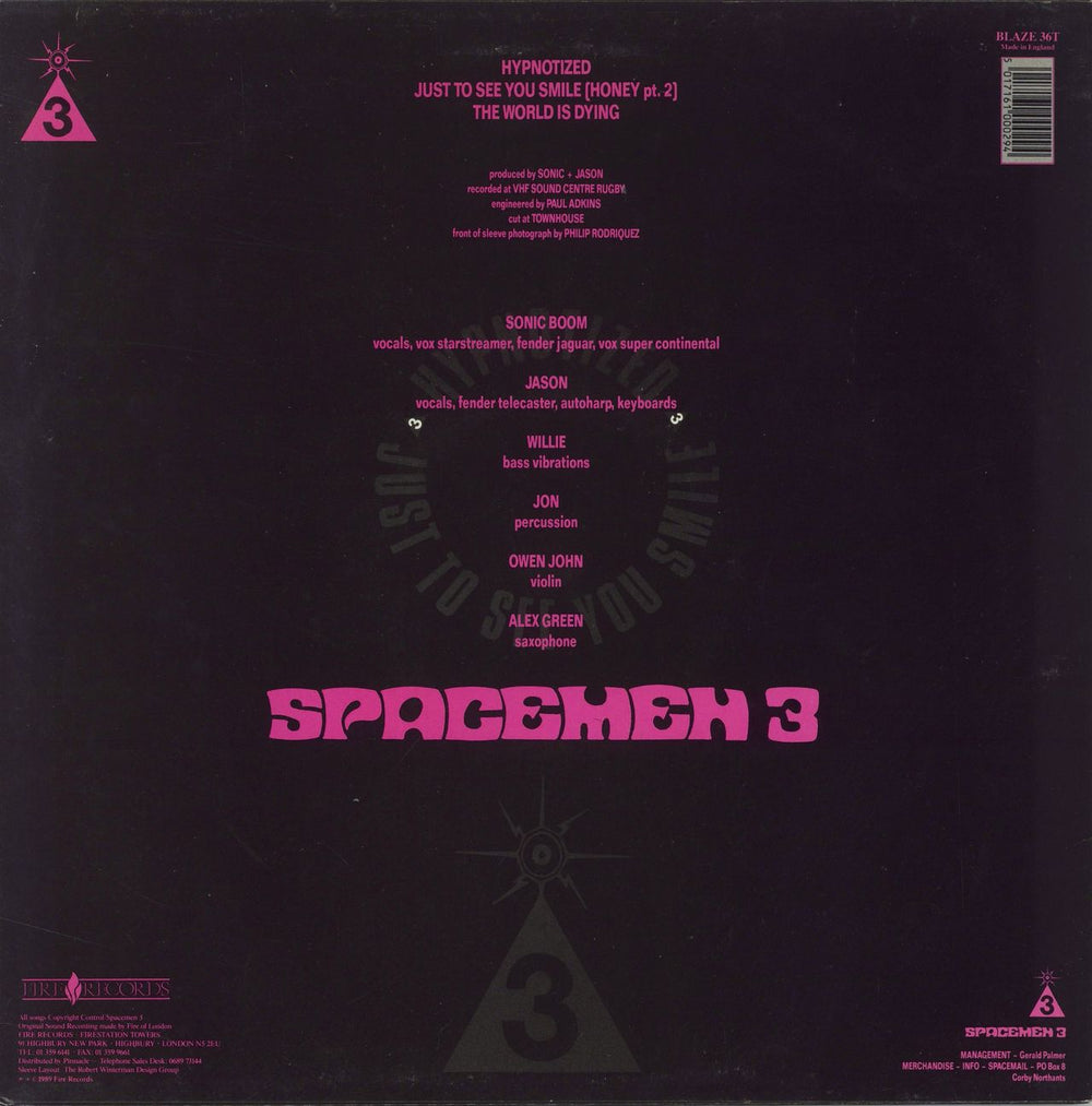 Spacemen 3 Hypnotized + Poster UK 12" vinyl single (12 inch record / Maxi-single) 5017161000294