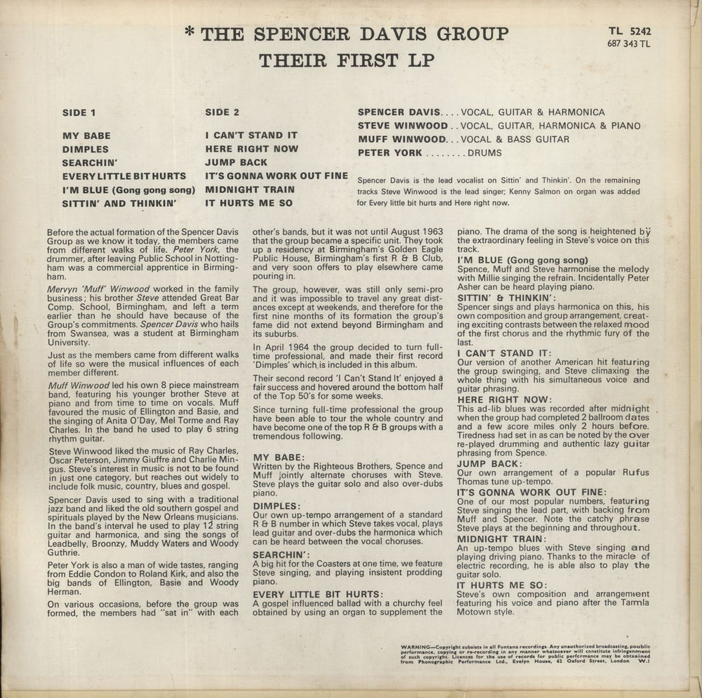 Spencer Davis Group Their First LP - VG UK vinyl LP album (LP record)