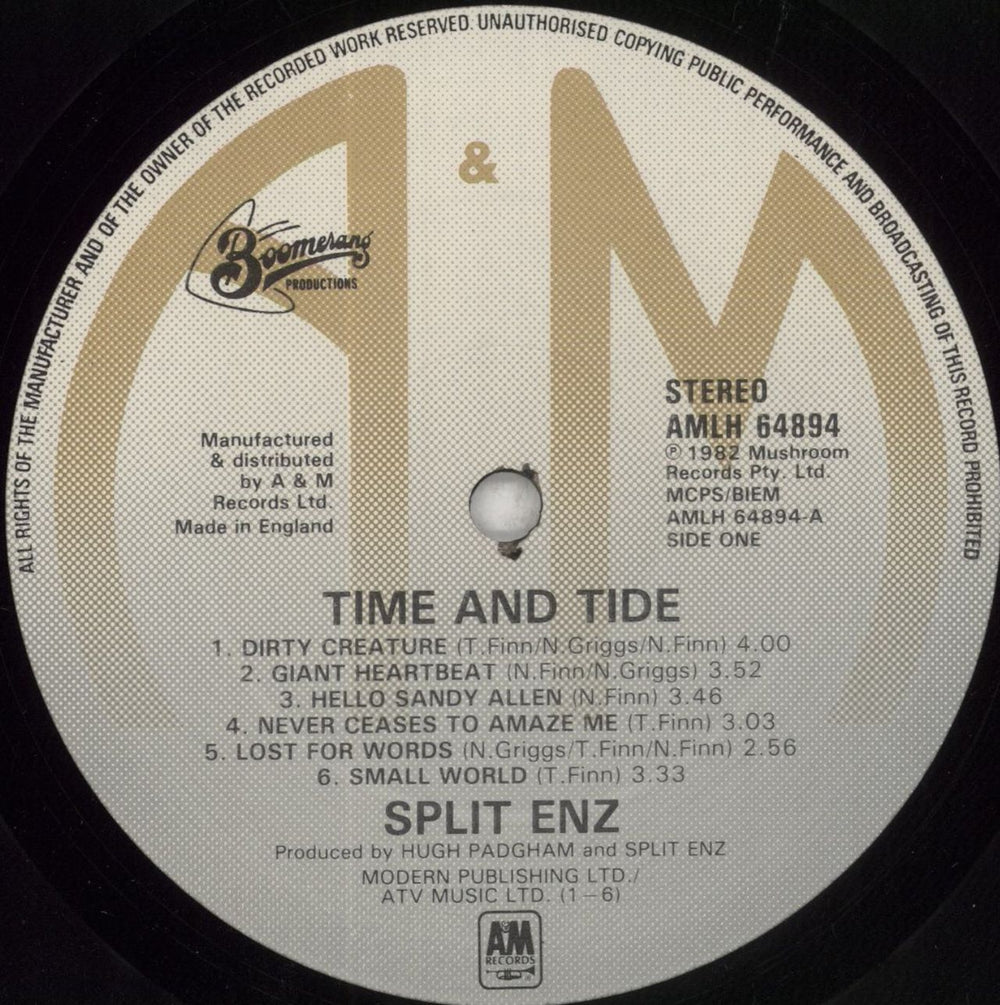 Split Enz Time And Tide UK vinyl LP album (LP record) ENZLPTI304452
