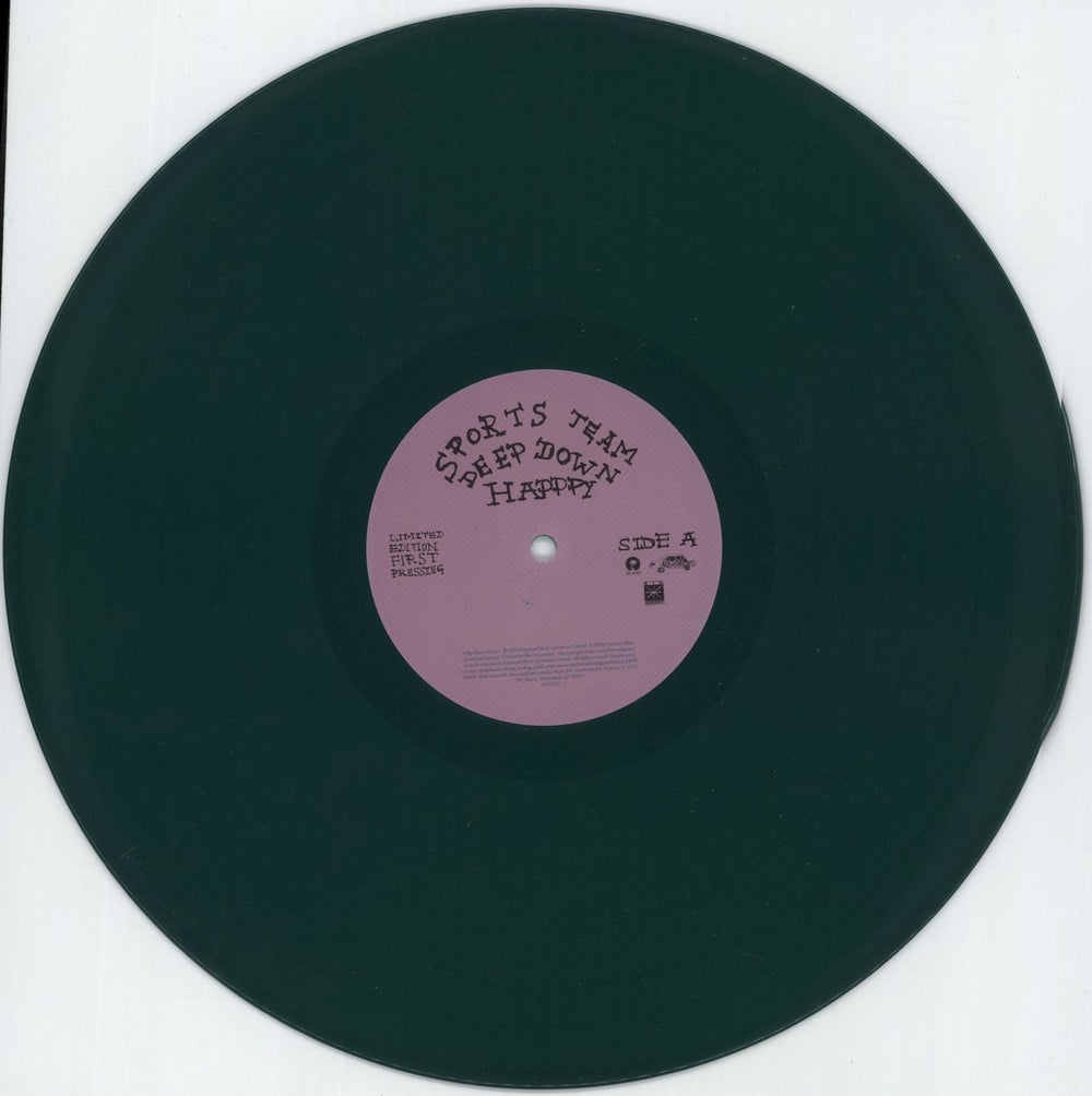 Sports Team Deep Down Happy - 1st Pressing - Green Vinyl UK vinyl LP album (LP record) 1T3LPDE876006