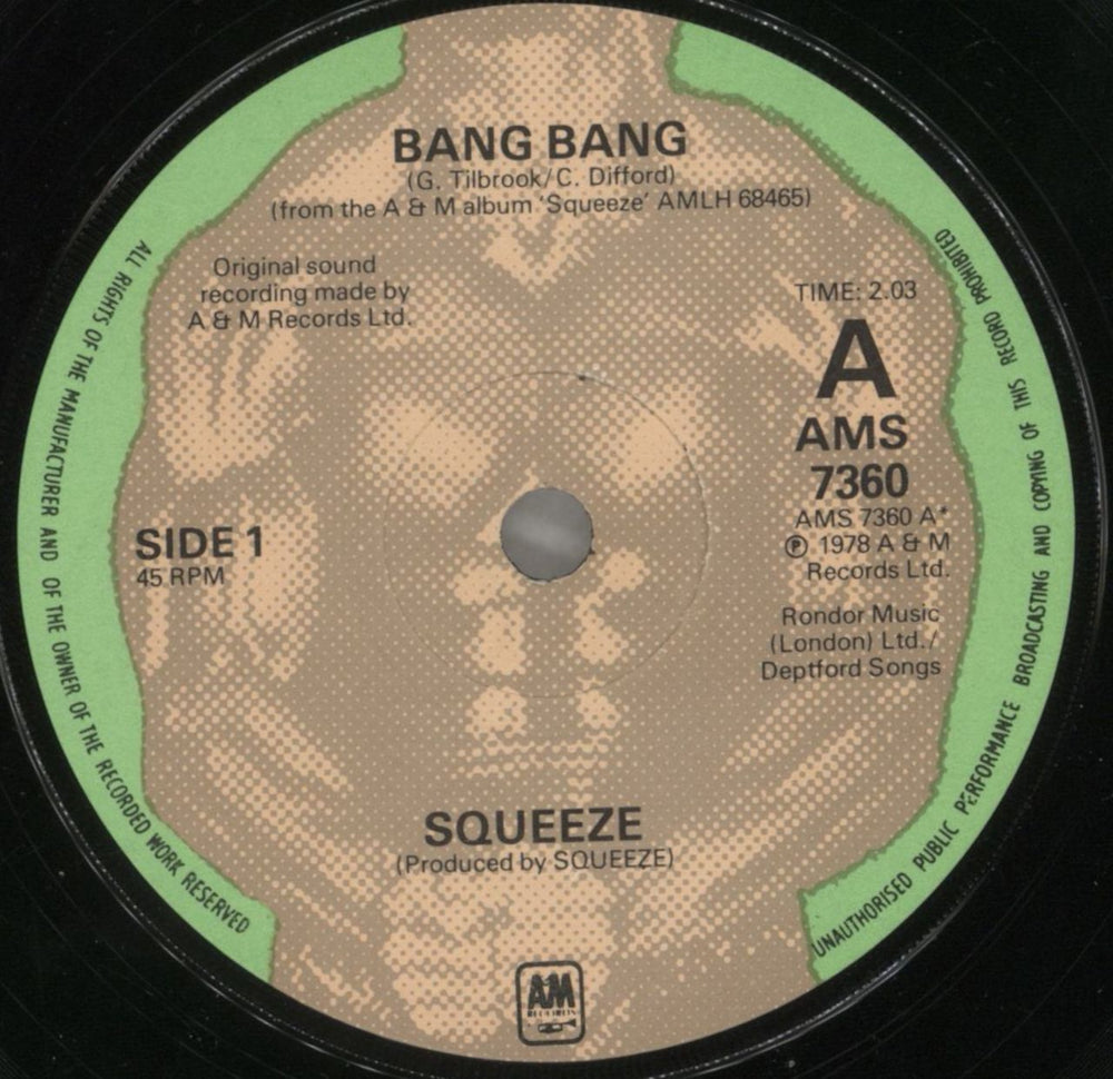 Squeeze Bang Bang UK 7" vinyl single (7 inch record / 45) SQU07BA669574