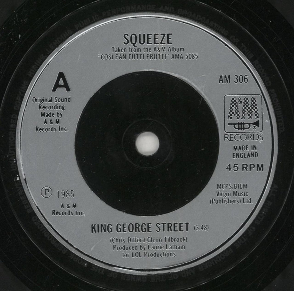 Squeeze King George Street UK 7" vinyl single (7 inch record / 45) SQU07KI179185