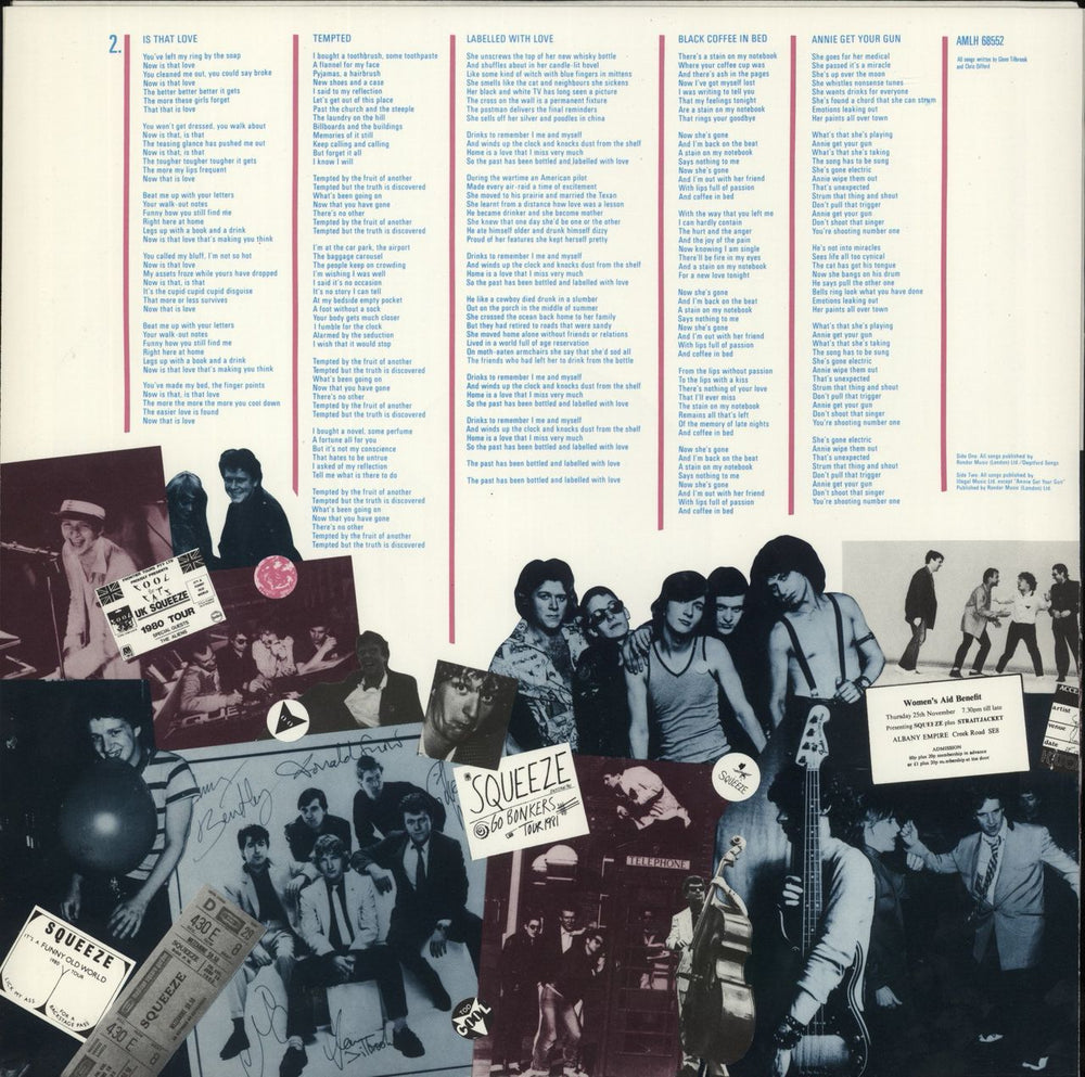Squeeze Singles - 45's And Under - Sticker + Insert UK vinyl LP album (LP record) 1982