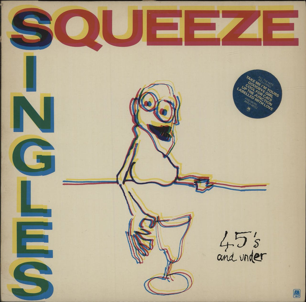 Squeeze Singles - 45's And Under - Sticker + Insert UK vinyl LP album (LP record) AMLH68552