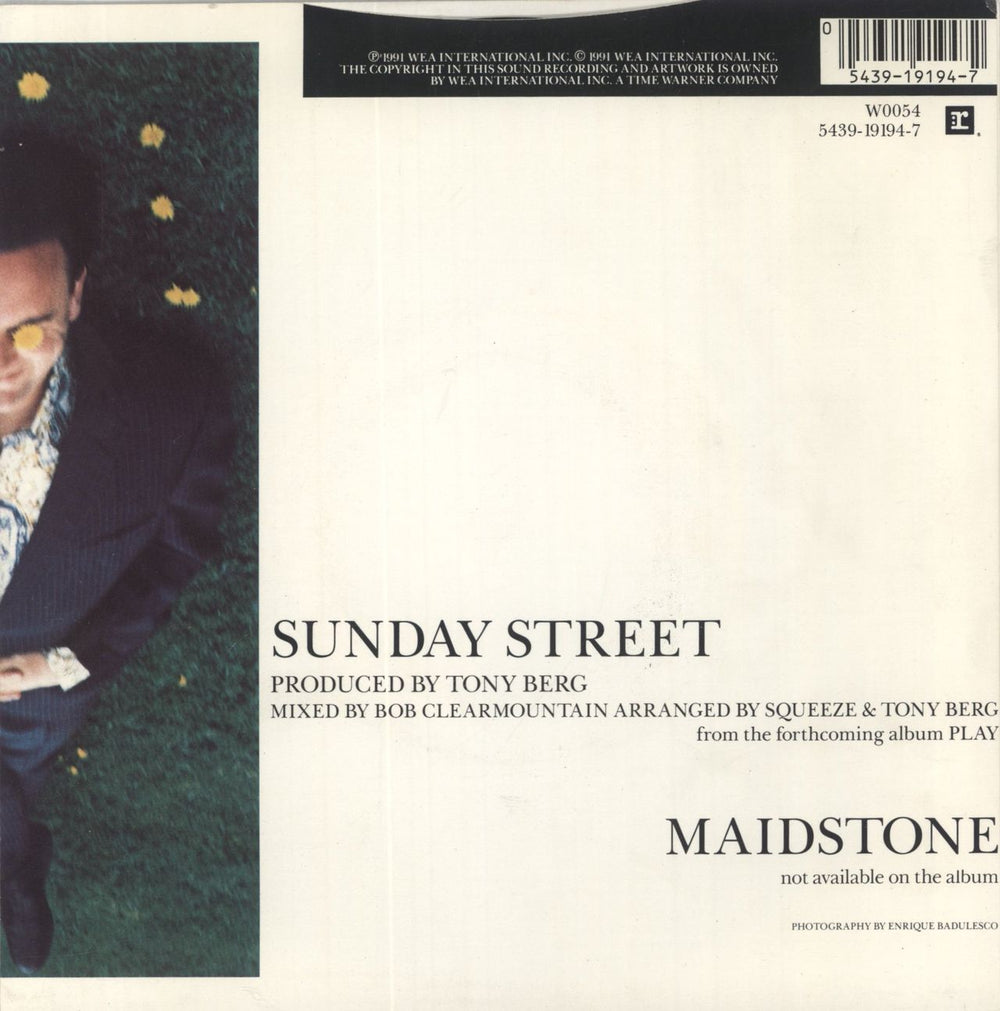 Squeeze Sunday Street UK 7" vinyl single (7 inch record / 45) 054391919472