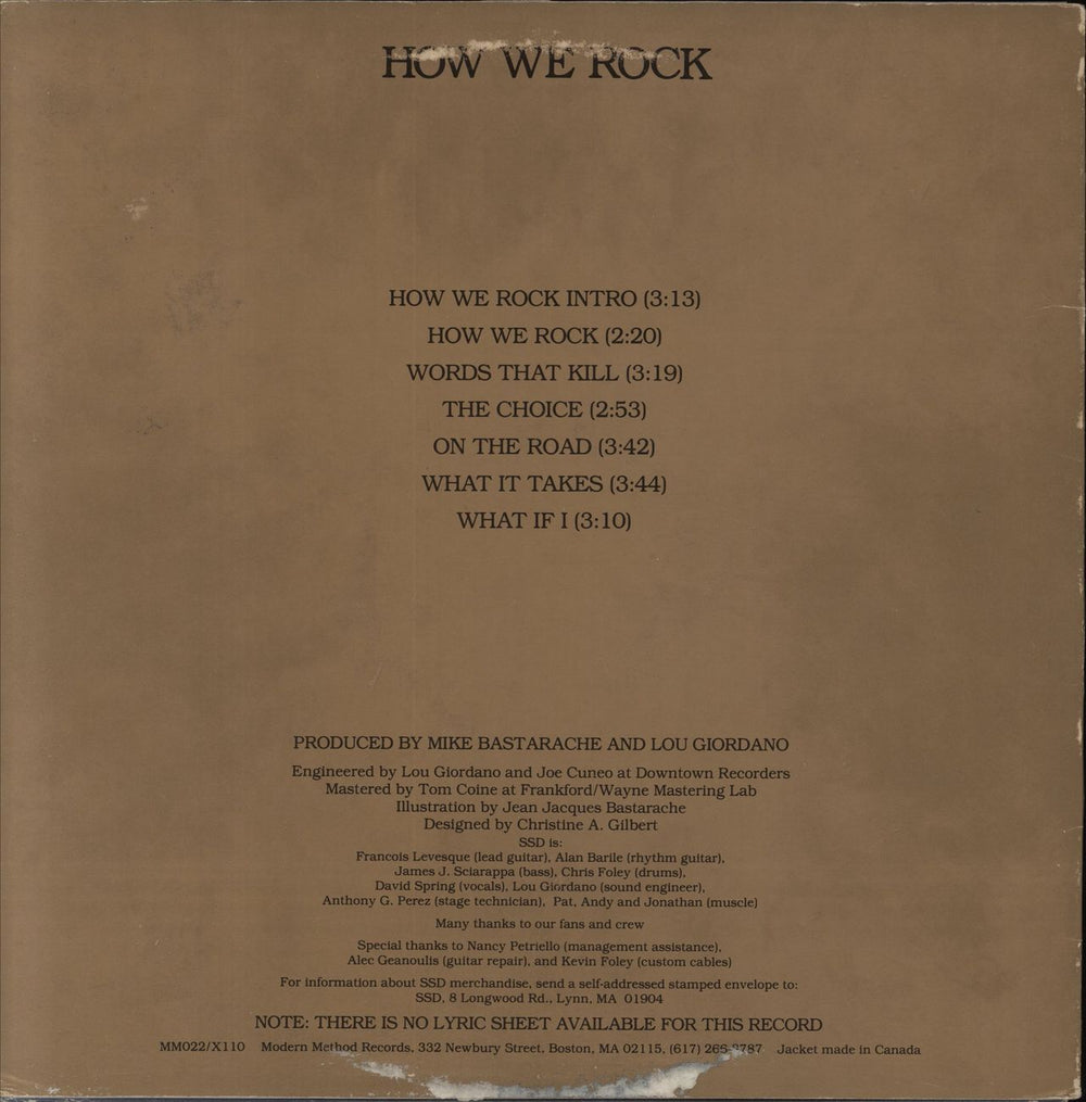 SSD How We Rock US vinyl LP album (LP record)