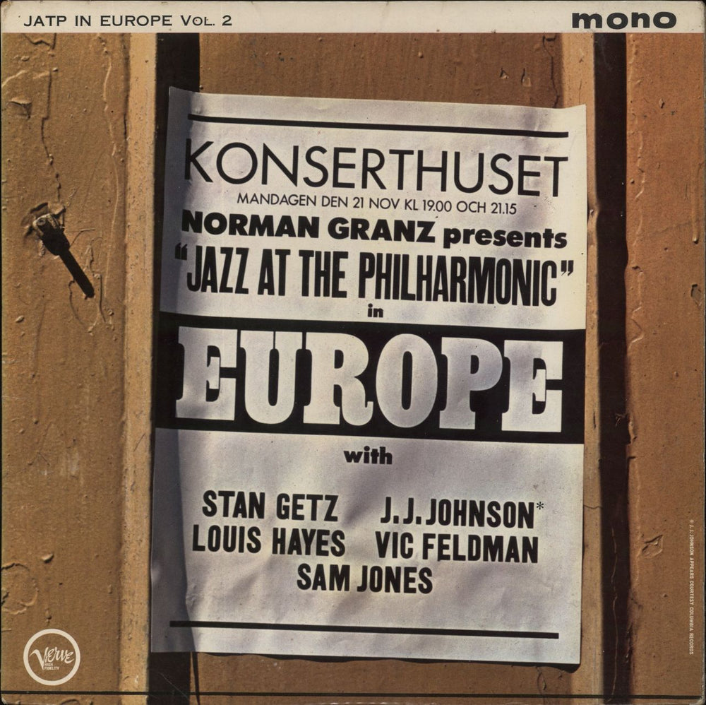 Stan Getz Jazz At The Philharmonic In Europe Vol. 2 UK vinyl LP album (LP record) VLP.9046