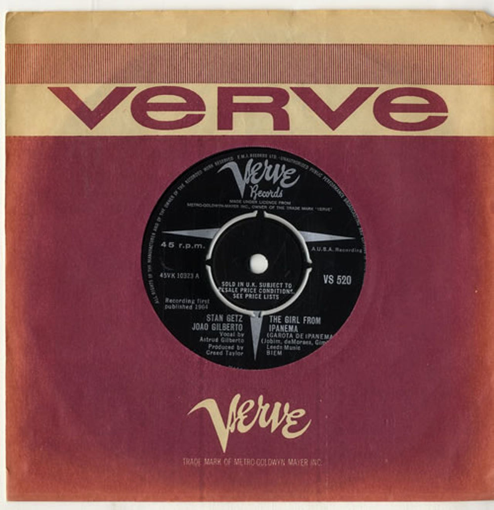 Stan Getz The Girl From Ipanema UK 7" vinyl single (7 inch record / 45) VS520