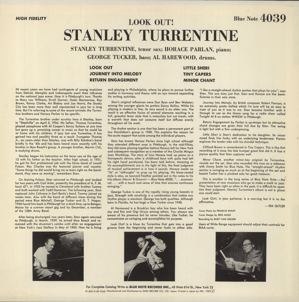 Stanley Turrentine Look Out! Japanese vinyl LP album (LP record)